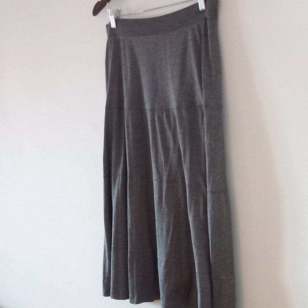 EILEEN FISHER silk blend grey tiered maxi skirt - Picture 7 of 11